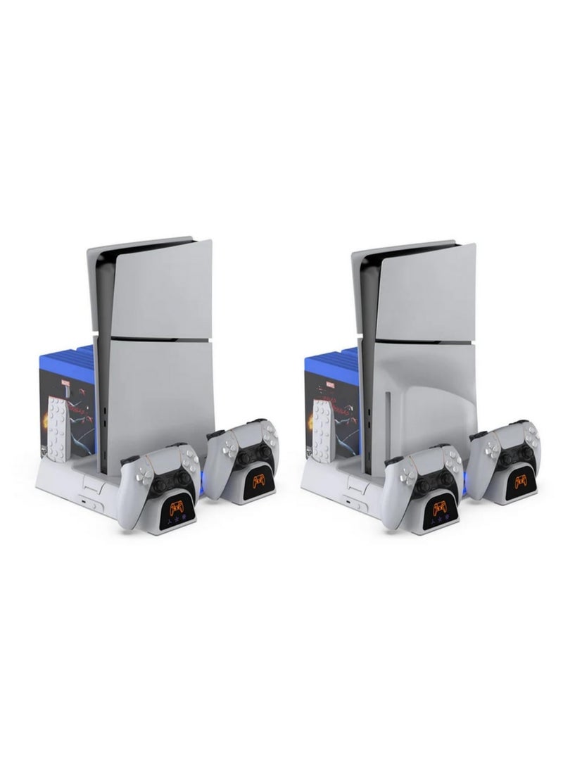 1pcs Multifunctional Cooling Charging Base Dock for PS5 Slim and PS5 Pro with Charging Light Disc Storage Rack and Vertical Stand for PS5 Game Controller Charging and Host Heat Dissipation - Image 4